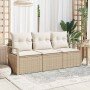 Conjunto de sofá de jardín con cojín 3 pcs Beige y Crema