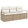 Conjunto de sofá de jardín con cojín 3 pcs Beige y Crema