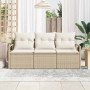Conjunto de sofá de jardín con cojín 3 pcs Beige y Crema