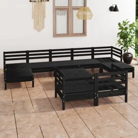 Garden furniture set 10 pieces solid black pine wood by vidaXL, Garden sets - Ref: Foro24-3083383, Price: 522,28 €, Discount: %