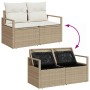 Conjunto de sofá de jardín con cojín 3 pcs Beige y Crema