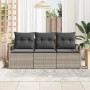 Conjunto de sofá de jardín con cojín 3 pcs Gris Claro