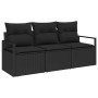 Conjunto de sofá de jardín con cojín 3 pcs Negro