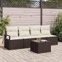 Conjunto de sofá de jardín 5 pcs Marrón y crema 55 x 55 x 37 cm