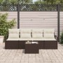 Conjunto de sofá de jardín 5 pcs Marrón y crema 55 x 55 x 37 cm