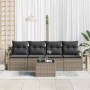 Conjunto de sofá de jardín con cojín 5 pcs Gris 55 x 55 x 37 cm