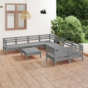 Garden furniture set 9 pieces solid gray pine wood by vidaXL, Garden sets - Ref: Foro24-3083251, Price: 419,69 €, Discount: %