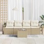Conjunto de sofá de jardín 5 pcs Beige y Crema 55 x 55 x 37 cm