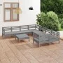 Gartenmöbel-Set 9-teilig aus massivem grauem Kiefernholz von vidaXL, Gartensets - Ref: Foro24-3083251, Preis: 419,79 €, Rabat...