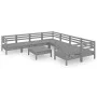 Gartenmöbel-Set 9-teilig aus massivem grauem Kiefernholz von vidaXL, Gartensets - Ref: Foro24-3083251, Preis: 419,79 €, Rabat...