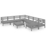 Gartenmöbel-Set 9-teilig aus massivem grauem Kiefernholz von vidaXL, Gartensets - Ref: Foro24-3083251, Preis: 425,29 €, Rabat...