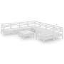 Gartenmöbel-Set 9-teilig aus massivem weißem Kiefernholz von vidaXL, Gartensets - Ref: Foro24-3083250, Preis: 453,54 €, Rabat...
