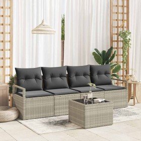 Conjunto de sofá de jardín 5 pcs Gris Claro y Gris Oscuro