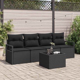 Conjunto de sofá de jardín Manual 5 pcs Negro 55 x 55 x 37 cm