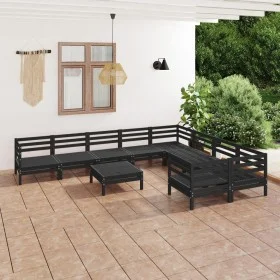10-teiliges Gartenmöbel-Set aus massivem Kiefernholz schwarz von vidaXL, Gartensets - Ref: Foro24-3083263, Preis: 515,93 €, R...