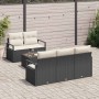 Conjunto de sofá de jardín 6 pcs Negro y crema 55 x 55 x 37 cm
