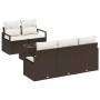 Conjunto de sofá de jardín 6 pcs Marrón y crema 55 x 55 x 37 cm