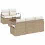 Conjunto de sofá de jardín 6 pcs Beige y Crema 55 x 55 x 37 cm