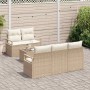 Conjunto de sofá de jardín 6 pcs Beige y Crema 55 x 55 x 37 cm