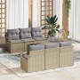 Conjunto de sofá de jardín 7 pcs Beige y gris 55 x 55 x 37 cm