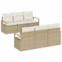 Conjunto de sofá de jardín 7 pcs Beige y Crema 55 x 55 x 37 cm