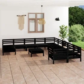 Garden furniture set 12 pieces black solid pine wood by vidaXL, Garden sets - Ref: Foro24-3083323, Price: 601,32 €, Discount: %