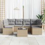 Conjunto de sofá de jardín 7 pcs Beige y gris 55 x 55 x 37 cm