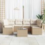 Conjunto de sofá de jardín 7 pcs Beige y Crema 55 x 55 x 37 cm