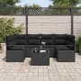 Conjunto de sofá de jardín Manual 7 pcs Negro 55 x 55 x 37 cm