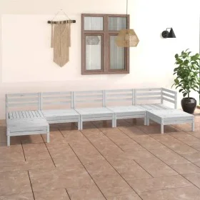7-teiliges Gartenmöbel-Set massives Zirbenholz weiß von vidaXL, Gartensets - Ref: Foro24-3083345, Preis: 350,72 €, Rabatt: %