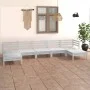 7-teiliges Gartenmöbel-Set massives Zirbenholz weiß von vidaXL, Gartensets - Ref: Foro24-3083345, Preis: 350,72 €, Rabatt: %