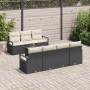 Conjunto de sofá de jardín 8 pcs Negro y crema 55 x 55 x 37 cm