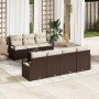 Conjunto de sofá de jardín 8 pcs Marrón y crema 55 x 55 x 37 cm