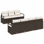 Conjunto de sofá de jardín 8 pcs Marrón y crema 55 x 55 x 37 cm