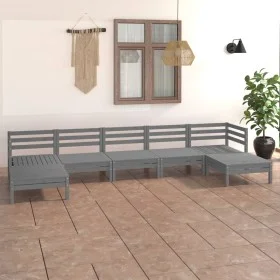 Garden furniture set 7 pieces solid gray pine wood by vidaXL, Garden sets - Ref: Foro24-3083346, Price: 357,51 €, Discount: %
