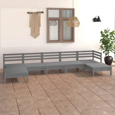 Gartenmöbel-Set 7-teilig aus massivem grauem Kiefernholz von vidaXL, Gartensets - Ref: Foro24-3083346, Preis: 357,51 €, Rabat...