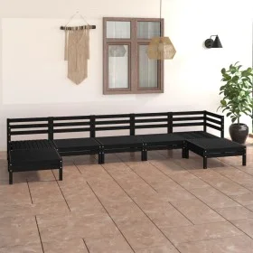 Gartenmöbel-Set 7-teilig aus massivem schwarzem Kiefernholz von vidaXL, Gartensets - Ref: Foro24-3083348, Preis: 352,65 €, Ra...