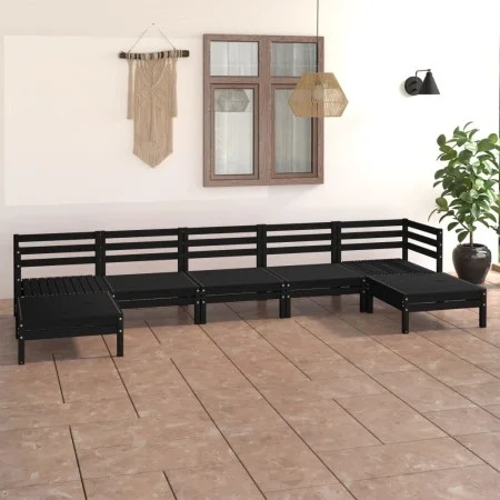 Gartenmöbel-Set 7-teilig aus massivem schwarzem Kiefernholz von vidaXL, Gartensets - Ref: Foro24-3083348, Preis: 352,65 €, Ra...