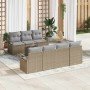 Conjunto de sofá de jardín 8 pcs Beige, Gris 55 x 55 x 37 cm