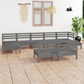Garden furniture set 9 pieces solid gray pine wood by vidaXL, Garden sets - Ref: Foro24-3083356, Price: 446,65 €, Discount: %