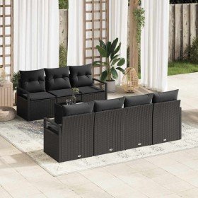 Conjunto de sofá de jardín Manual 8 pcs Negro 55 x 55 x 37 cm