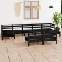 9-piece solid black pine wood garden furniture set by vidaXL, Garden sets - Ref: Foro24-3083358, Price: 458,59 €, Discount: %