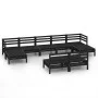 9-teiliges Gartenmöbel-Set aus massivem Kiefernholz schwarz von vidaXL, Gartensets - Ref: Foro24-3083358, Preis: 458,59 €, Ra...