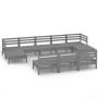10-piece solid pine wood garden furniture set in gray. by vidaXL, Garden sets - Ref: Foro24-3083366, Price: 508,14 €, Discoun...