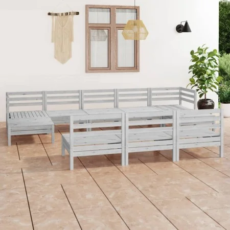 Gartenmöbel-Set 10-teilig aus massivem weißem Kiefernholz von vidaXL, Gartensets - Ref: Foro24-3083365, Preis: 500,92 €, Raba...