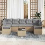 Conjunto de sofá de jardín 8 pcs Beige y gris 55 x 55 x 37 cm