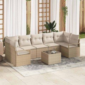 Conjunto de sofá de jardín 8 pcs Beige y Crema 55 x 55 x 37 cm