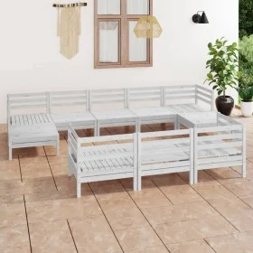 10-teiliges Gartenmöbel-Set aus massivem Kiefernholz weiß von vidaXL, Gartensets - Ref: Foro24-3083385, Preis: 567,34 €, Raba...