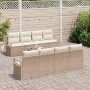 Conjunto de sofá de jardín 9 pcs Beige y Crema 55 x 55 x 37 cm