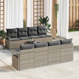 Conjunto de sofá de jardín 9 pcs Gris Claro y Gris Oscuro